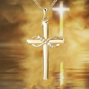 Infinity Cross Necklace, Cubic Zicronia Cross Necklace, Infinity Necklace